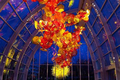 Dave Chihuly Garden And Glass Glasshouse And Pacific Sun Evening 2012