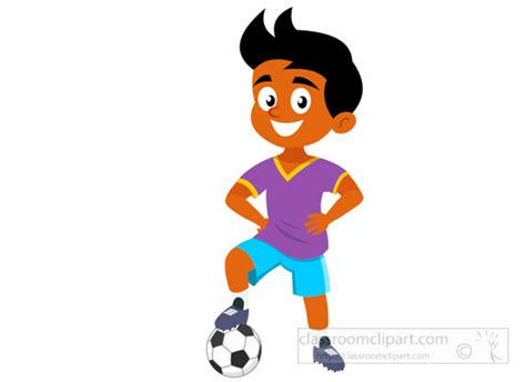 Soccer Clipart Boy Football Player Standing With Football Clipart