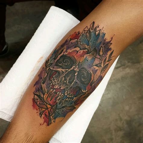 Tattoo Uploaded By Claire • By Cabeloooo Watercolor Skull