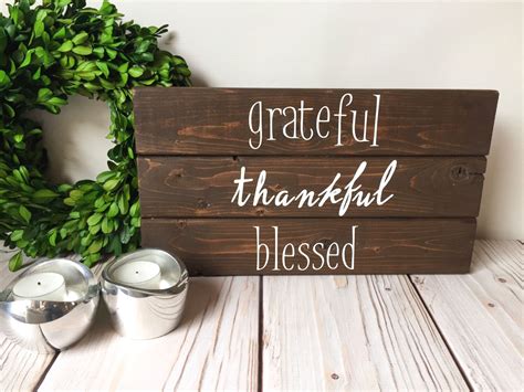 Grateful Thankful Blessed Sign Grateful Sign Rustic Wall Etsy