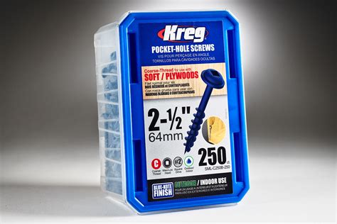 Kreg 8 X 2 12” Pocket Hole Screws Coarse Thread Blue Kote 250 Ct