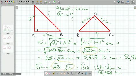 07 Teorema Di Pitagora Applicato Al Triangolo Rettangolo Isoscele Youtube
