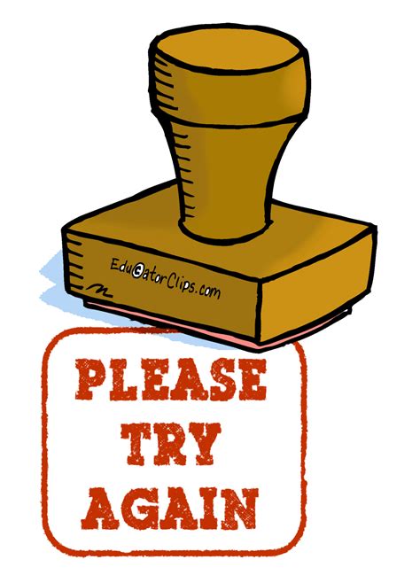 Please Try Again Rubber Stamp Clip Art