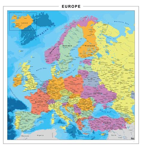 Europakaart Staatkundig Wandkaarten Kaarten Rivier