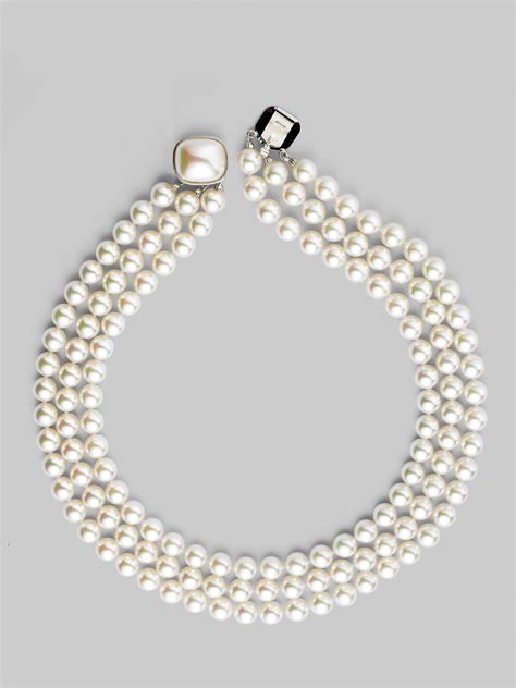 Majorica 8mm White Pearl And Sterling Silver Nested Triple Strand