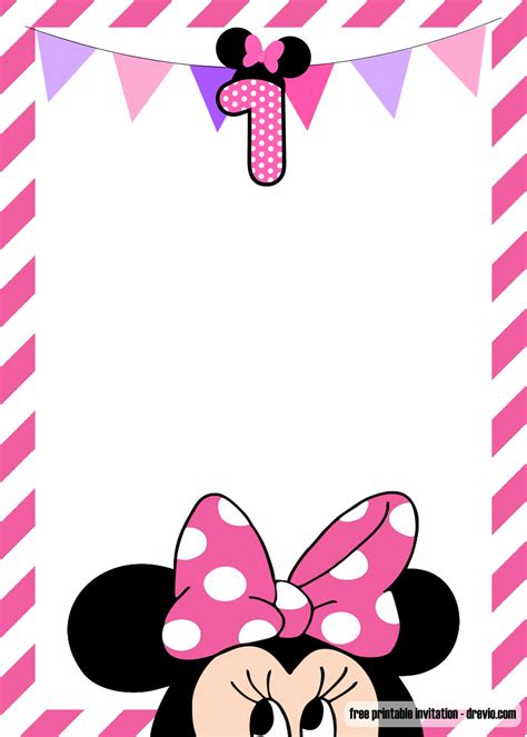Minnie Mouse 1st Birthday Invitations Templates