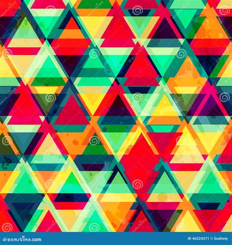 Hipster Triangle Seamless Pattern With Grunge Effect Stock Vector