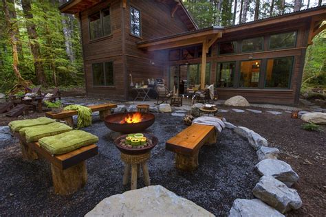 Simple Cabin Landscaping Paradise Restored Landscaping Rustic Fire