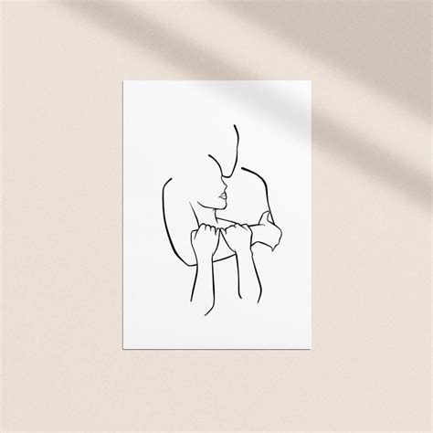 Couple Line Art Hugging Print Man And Woman Art Love Line Drawing