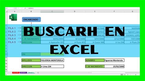 Ejercicios Con La FunciÓn Buscarh En Excel Youtube