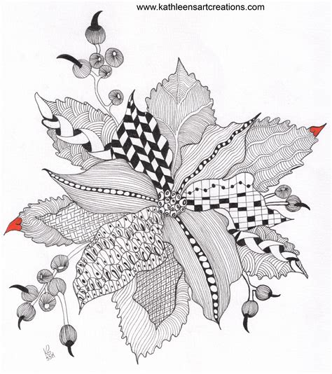 Zentangle Poinsettia Completed 5 3 14 A 12 Pack Of Note Cards Are