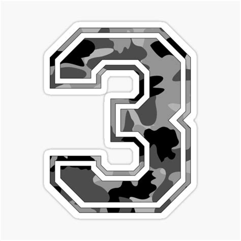 Team Sports Uniform Number 3 Black Camouflage Sticker By Riplmedia
