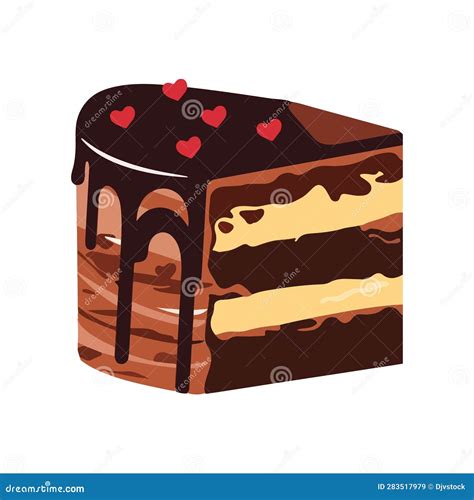 Pastel De Chocolate Dulce Con Crema De Fresa Ilustración Del Vector