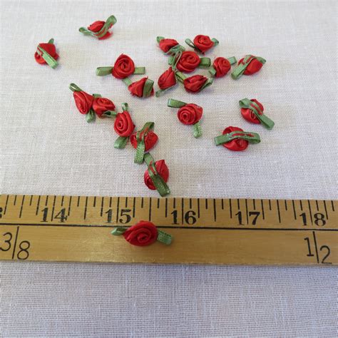 20 Pieces Small Red Satin Roses Craft Rosessewing Etsy