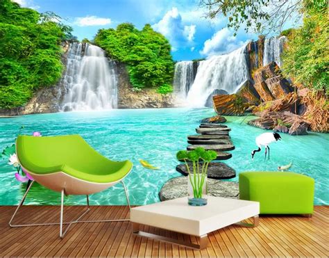 Custom 3d Muralslandscape Waterfall 3d Three Dimensional Papel De