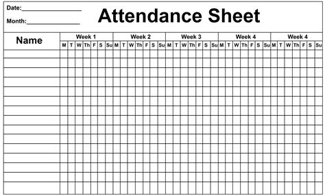 Monthly Employee Attendance 2020 Calendar Template Printable