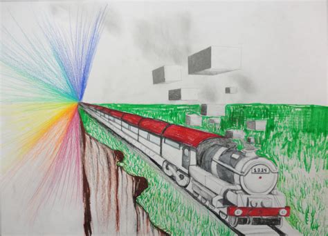 How To Draw A Train Track In One Point Perspective