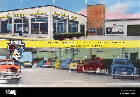 Ford Dealership On A Postcard About 1950 Stock Photo Alamy