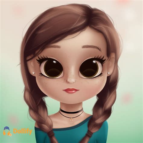 Cute Cartoon Girl With Brown Hair