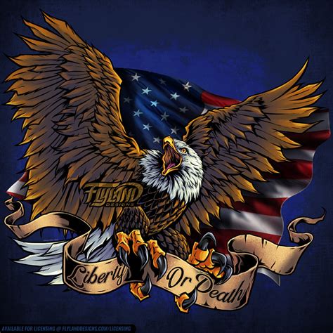 American Bald Eagle And American Flag Flyland Designs Freelance Illustration And Graphic