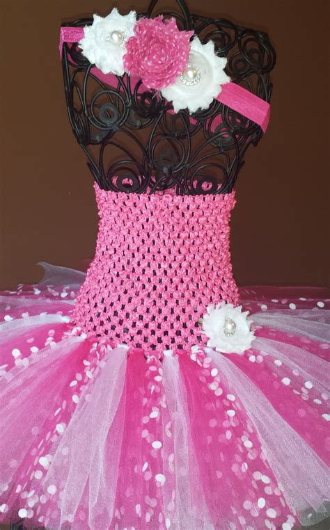 Pink White And Pink With White Dots Tutu Dressbaby Tutu Dress Etsy