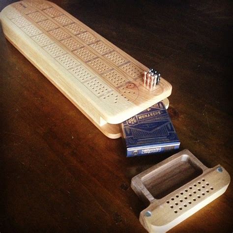 Custom Cribbage Board With Pocket For Cards And Peg Storage Cnc