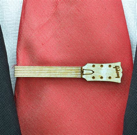 Mens Tie Clip Wood Tie Bar For Guitar Lover Perfect Etsy