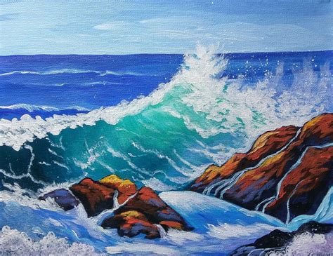 Ocean Wave Crashing On Rocks Painted By Alyssa Boran Inspired By Our