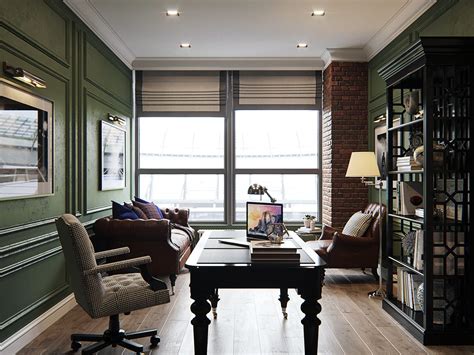 English Style Office On Behance English Interior Design Home Library