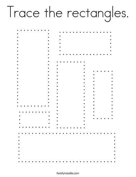 Trace The Rectangles Coloring Page Twisty Noodle Shape Worksheets
