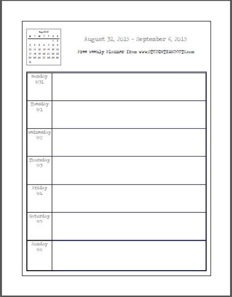 Weekly School Planner 2015 2016 This Academic Calendar Is Free To