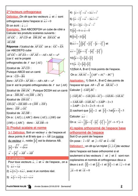 SOLUTION Le Produit Scalaire Dans Lespace Cours Et Exercices Corriges