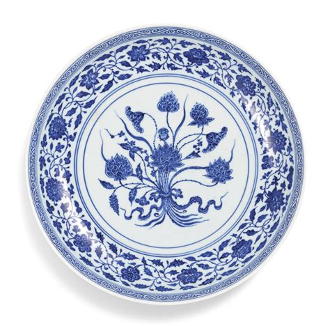 Blue And White Lotus Bouquet Dish Mark And Period Of Yongzheng