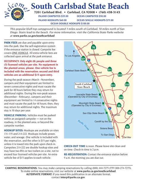 South Carlsbad State Beach Camping Information The Camp Site Your