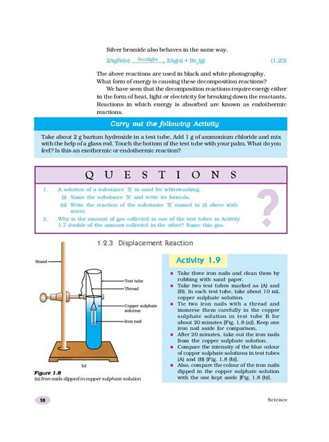NCERT Book Class 10 Science Chapter 1 Chemical Reactions And Equations