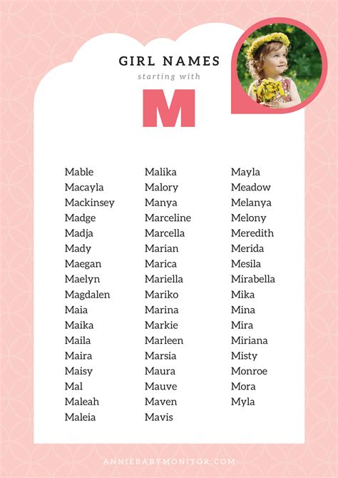 50 Unique Baby Girl Names Starting With M Baby Girl Names Girl