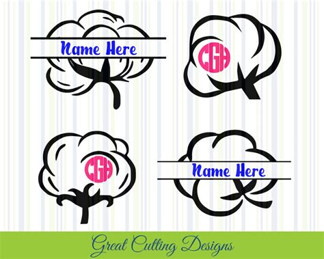 Cotton Boll Monogram Svg Cut File Svg Dxf Cut File Cotton Dxf Etsy Uk