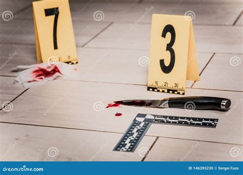 Crime Scene Investigation Bloody Knife Stock Photo Image Of Evidence
