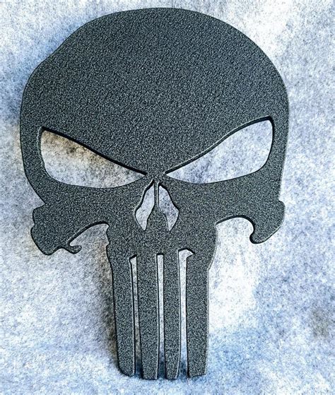 8 Grill Badge Emblem Aluminum Billet The Punisher Logo Wrinkle Black