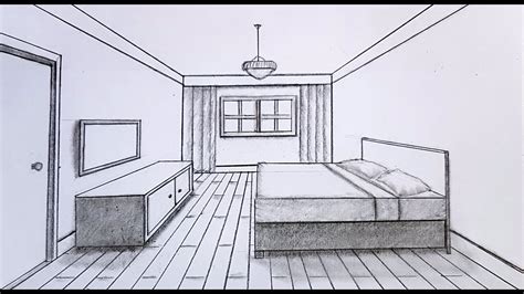 How To Draw A Bedroom In 1 Point Perspective Step By Step For Beginners