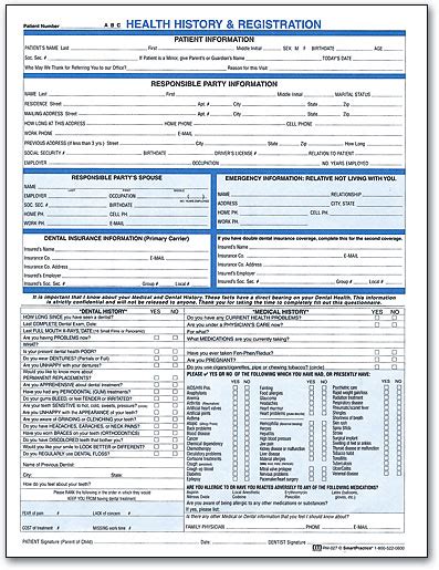 Health History And Registration 8 Page Health History Form