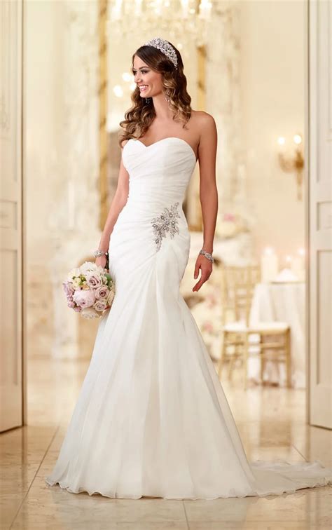 Love This Fully Ruched Soft Organza Strapless Wedding Gown From The