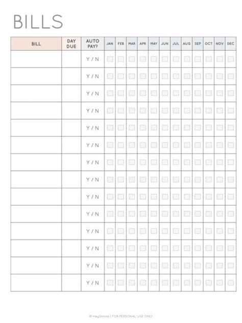 Free Printable Monthly Bill Tracker Hey Donna