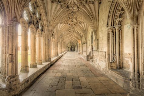 The Beautiful Cloisters Inside Canterbury Cathedral England Oc