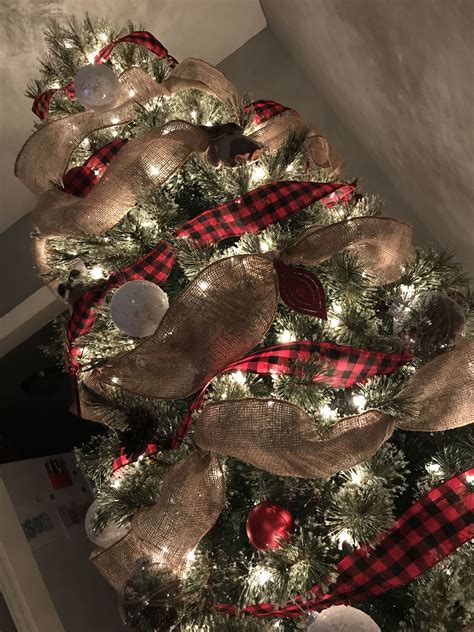 Buffalo Plaid Burlap Christmas Tree Christmas Decorations Rustic Tree