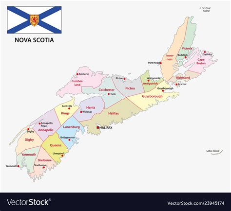 Nova Scotia Administrative And Political Map Vector Image