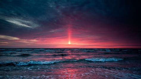 Purple Beach Sunset Hd Sunset Over Ocean Places To Visit
