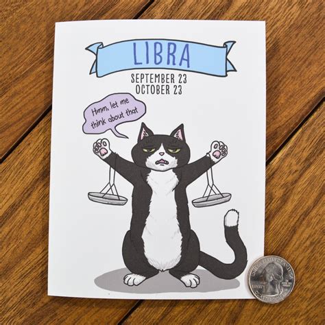 Cute Libra Horoscope Card Libra Birthday Card Libra Etsy