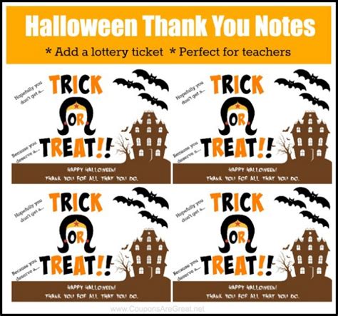 Printable Halloween Thank You Note Perfect For Teacher Appreciation