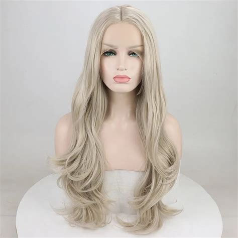 Fantasy Beauty Natural Wavy Platinum Blonde Lace Front Wigs For White